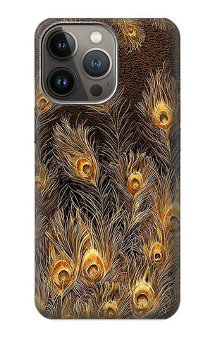 iPhone 13 Pro Max Hard Case Gold Peacock Feather