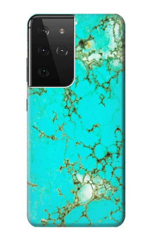 Samsung Galaxy S21 Ultra 5G Hard Case Turquoise Gemstone Texture Graphic Printed