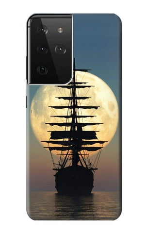 Samsung Galaxy S21 Ultra 5G Hard Case Pirate Ship Moon Night