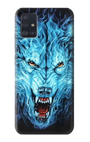 Samsung Galaxy A51 Hard Case Blue Fire Grim Wolf