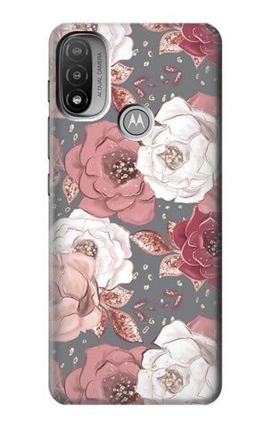 Motorola Moto E20 Hard Case Rose Floral Pattern