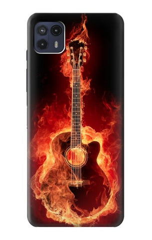  Moto G8 Power Hard Case Fire Guitar Burn