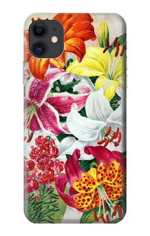 iPhone 11 Hard Case Retro Art Flowers