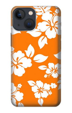 Apple iPhone 14 Hard Case Hawaiian Hibiscus Orange Pattern