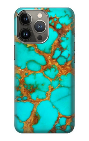 Apple iPhone 14 Pro Max Hard Case Aqua Copper Turquoise Gems