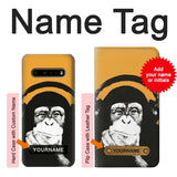 LG V60 ThinQ 5G Hard Case Funny Monkey with Headphone Pop Music with custom name