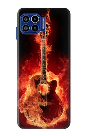 Motorola One 5G Hard Case Fire Guitar Burn