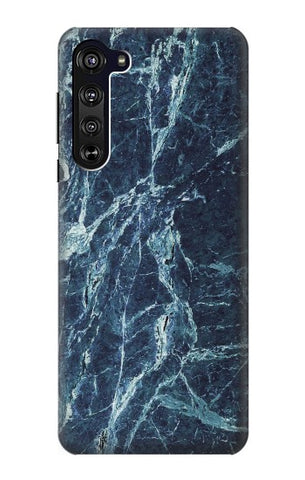 Motorola Edge Hard Case Light Blue Marble Stone Texture Printed