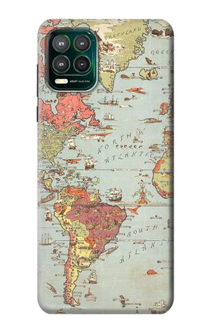  Moto G8 Power Hard Case Vintage World Map