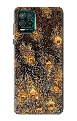 Motorola Moto G Stylus 5G Hard Case Gold Peacock Feather