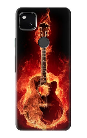 Google Pixel 4a Hard Case Fire Guitar Burn