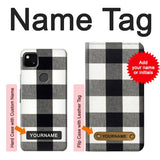 Google Pixel 4a Hard Case Black and White Buffalo Check Pattern with custom name