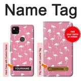 Google Pixel 4a Hard Case Pink Flamingo Pattern with custom name