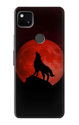 Google Pixel 4a Hard Case Wolf Howling Red Moon