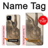 Google Pixel 4a Hard Case Albrecht Durer Young Hare with custom name