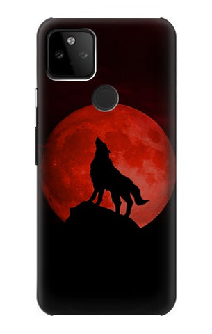Google Pixel 5A 5G Hard Case Wolf Howling Red Moon