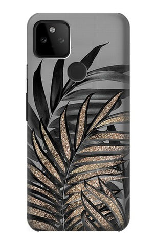 Google Pixel 5A 5G Hard Case Gray Black Palm Leaves