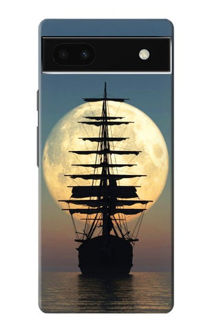 Google Pixel 6a Hard Case Pirate Ship Moon Night