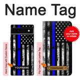 Google Pixel 6a Hard Case Thin Blue Line USA with custom name