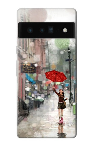 Google Pixel 6 Pro Hard Case Girl in The Rain