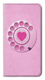 Google Pixel 4a PU Leather Flip Case Pink Retro Rotary Phone