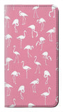 Google Pixel 4a PU Leather Flip Case Pink Flamingo Pattern