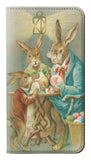 Google Pixel 4a PU Leather Flip Case Easter Rabbit Family