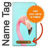 Google Pixel 5A 5G PU Leather Flip Case Pink Flamingo with leather tag