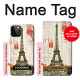 iPhone 12 Pro, 12 Hard Case Eiffel Tower Paris Postcard with custom name