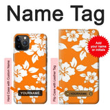 iPhone 12 Pro, 12 Hard Case Hawaiian Hibiscus Orange Pattern with custom name