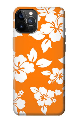 iPhone 12 Pro, 12 Hard Case Hawaiian Hibiscus Orange Pattern