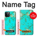 iPhone 12 Pro, 12 Hard Case Turquoise Gemstone Texture Graphic Printed with custom name