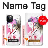 iPhone 12 Pro, 12 Hard Case Devushka Geisha Kimono with custom name