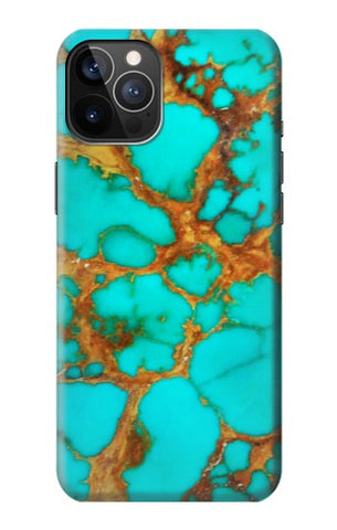 iPhone 12 Pro, 12 Hard Case Aqua Copper Turquoise Gems