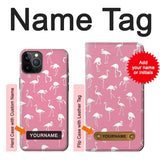 iPhone 12 Pro, 12 Hard Case Pink Flamingo Pattern with custom name