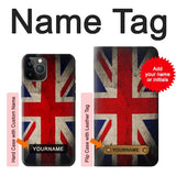 iPhone 12 Pro, 12 Hard Case Vintage British Flag with custom name