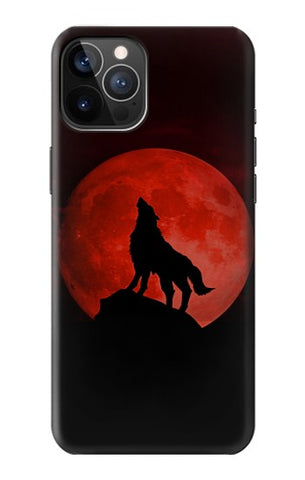 iPhone 12 Pro, 12 Hard Case Wolf Howling Red Moon
