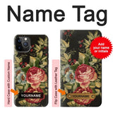 iPhone 12 Pro, 12 Hard Case Vintage Antique Roses with custom name