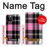 iPhone 12 Pro, 12 Hard Case Pink Plaid Pattern with custom name