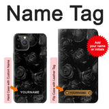 iPhone 12 Pro, 12 Hard Case Black Roses with custom name
