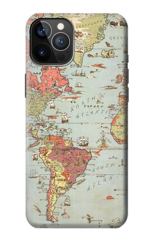 iPhone 12 Pro, 12 Hard Case Vintage World Map