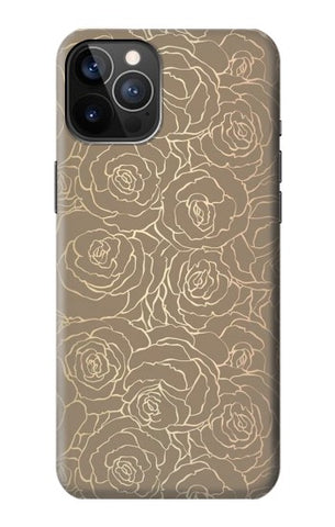 iPhone 12 Pro, 12 Hard Case Gold Rose Pattern