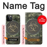iPhone 12 Pro, 12 Hard Case Biohazard Zombie Hunter Graphic with custom name