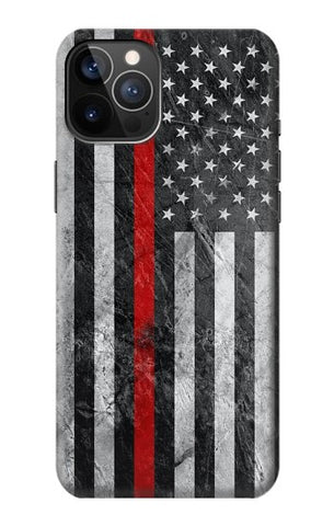 iPhone 12 Pro, 12 Hard Case Firefighter Thin Red Line American Flag