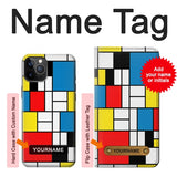 iPhone 12 Pro, 12 Hard Case Piet Mondrian Line Art Composition with custom name