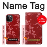 iPhone 12 Pro, 12 Hard Case Red Floral Cherry blossom Pattern with custom name