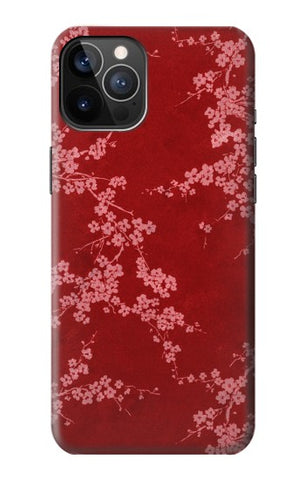 iPhone 12 Pro, 12 Hard Case Red Floral Cherry blossom Pattern