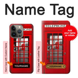 iPhone 13 Pro Hard Case Classic British Red Telephone Box with custom name