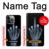 iPhone 13 Pro Hard Case X-ray Hand Middle Finger with custom name