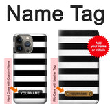 iPhone 13 Pro Hard Case Black and White Striped with custom name